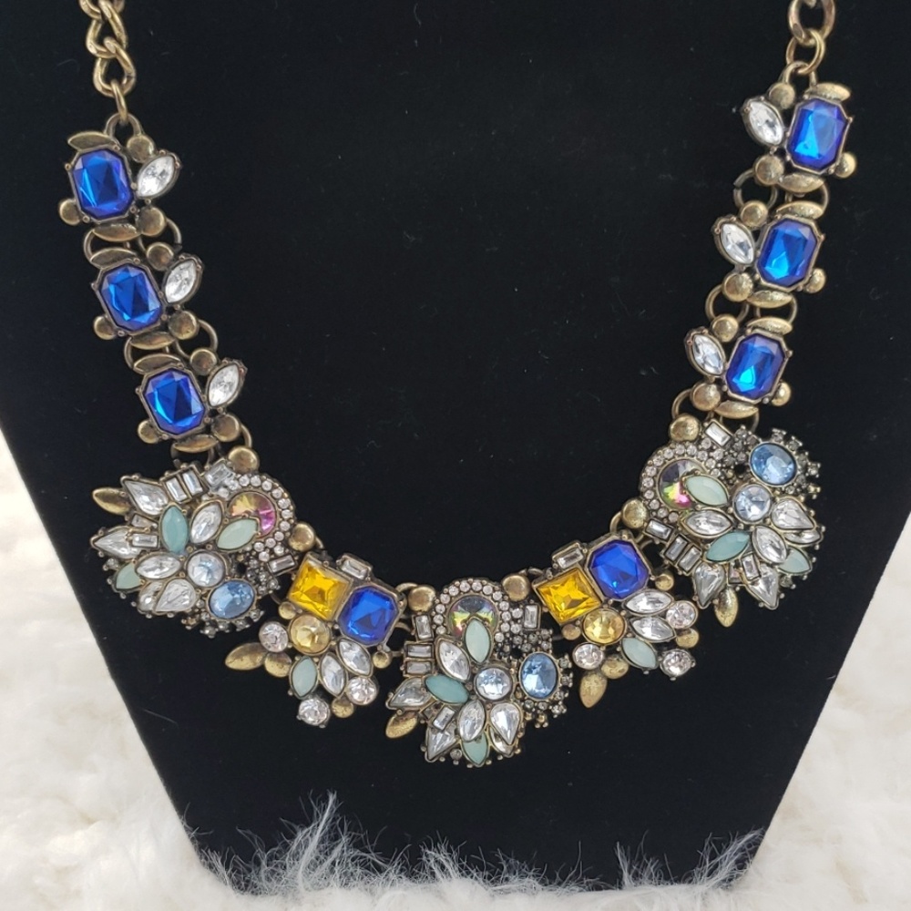 Blue and Orange Statement Necklace - Picture 2 of 4